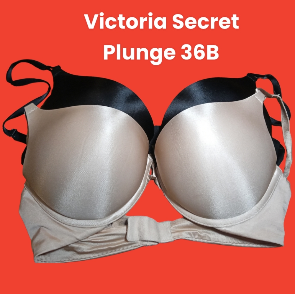 Victoria Secret Plunge Bra 36B 2 Set Black and Nude Color